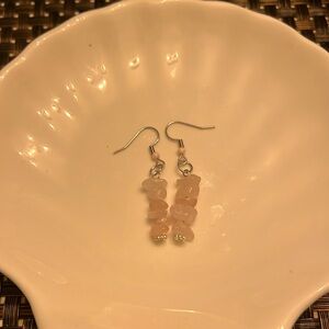 Handmade Dangle Earrings with Gemstone Chips